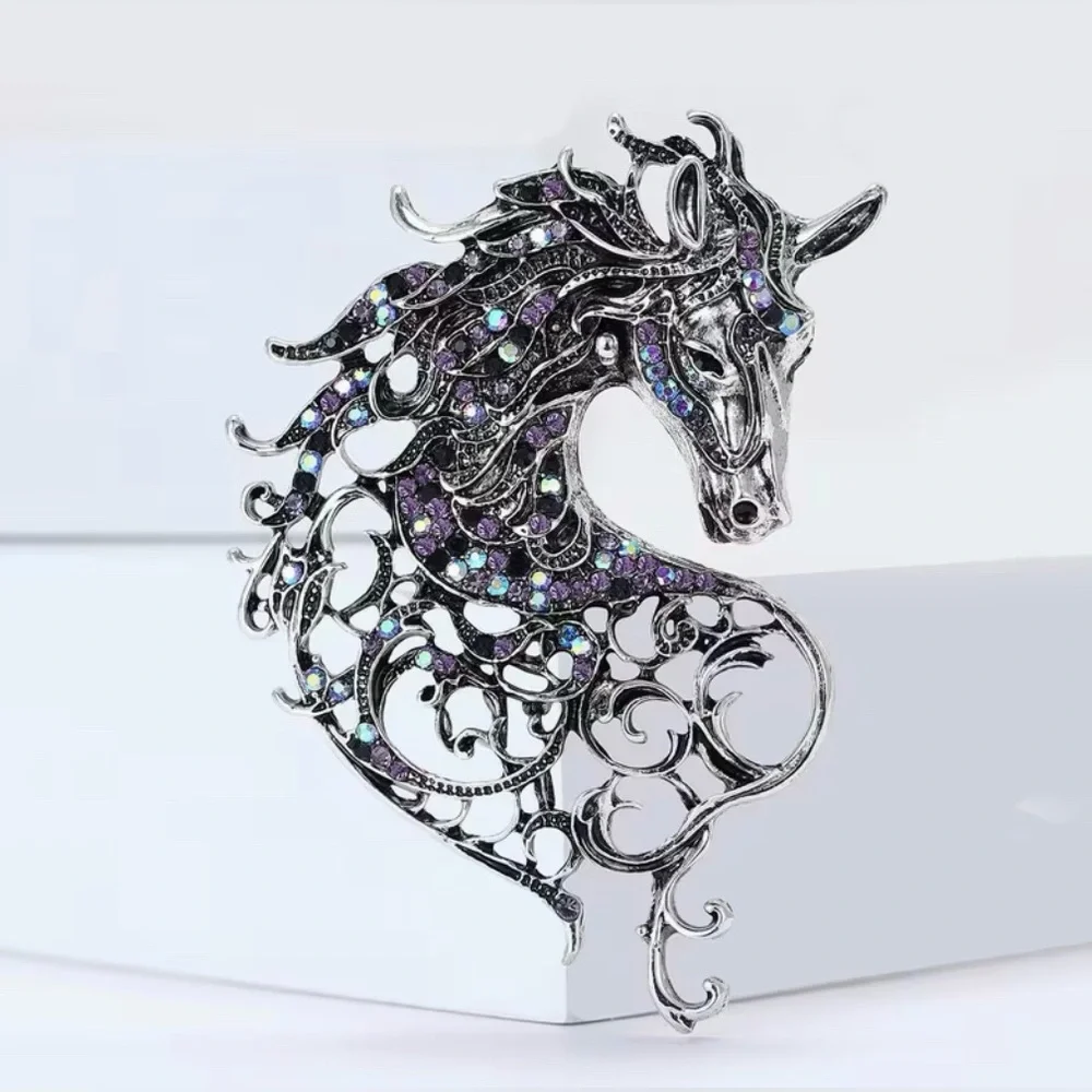 Horse Equine Rhinestone Fashion Brooch - Picture 3 of 3
